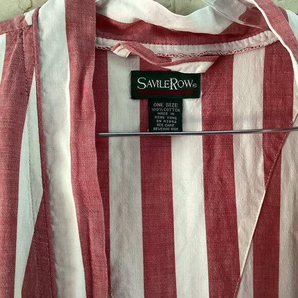 Savile Row Vintage Stripe Cotton Robe 80s Chambray Resortwear Lounge Unisex OS - Picture 2 of 8